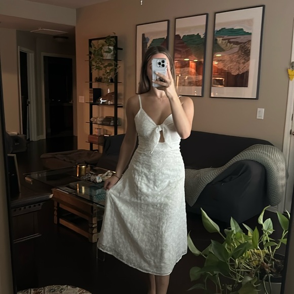 White Embroidered Lulus Dress - Picture 2 of 4